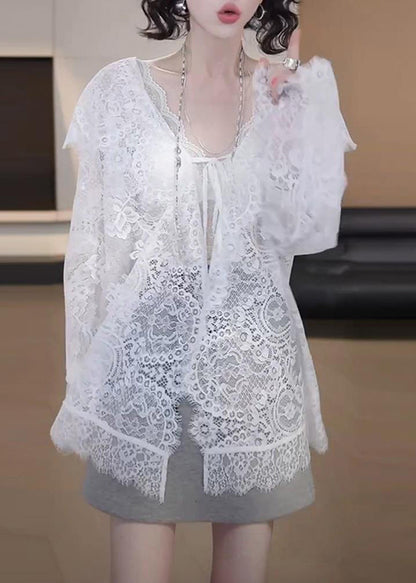 New Navy Hooded Lace Shirts Coat and Skirts Cotton Three Pieces Set Fall