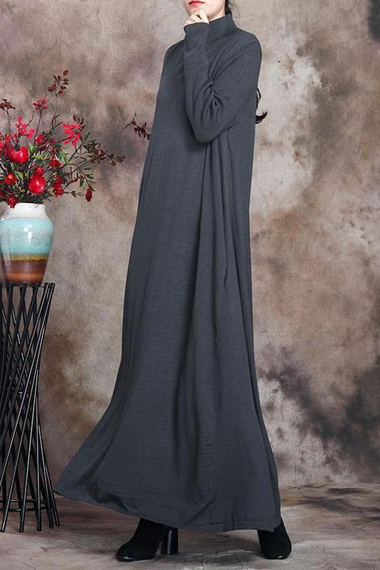 Pure Color Knitted High Neckline Dress