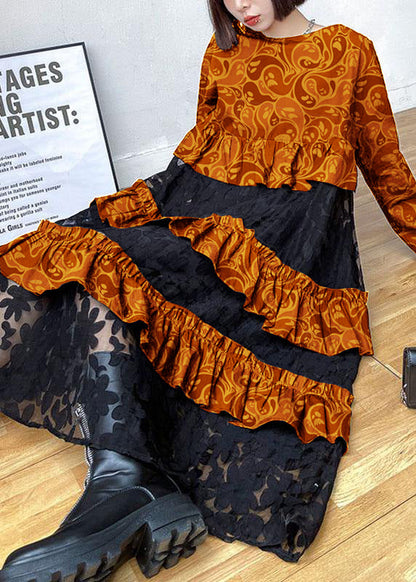 Black Ruffles Fall Lace Dresses