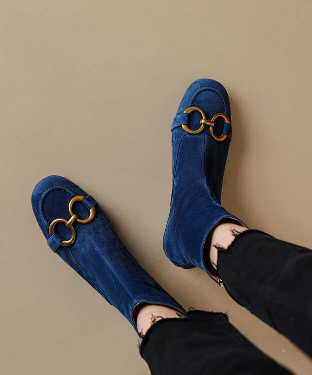 Comfy Sequined Splicing Boots Blue Suede