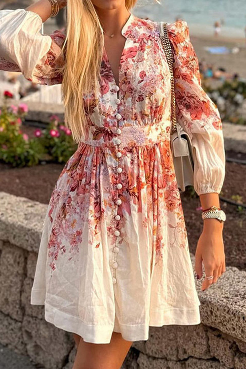 Buckle V Neck a Line Dresses