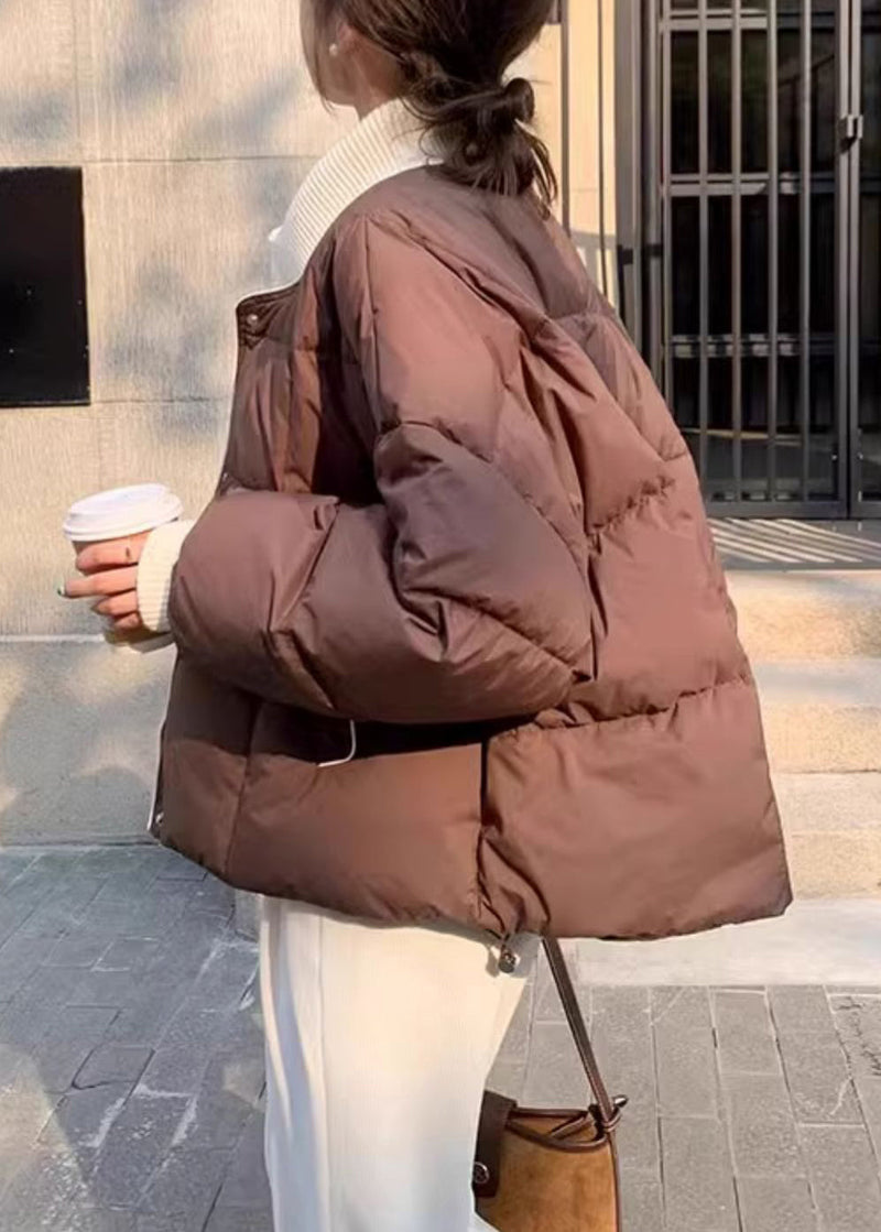 Coffee Stand Collar False Two Pieces Fine Cotton Filled Short Winter Coats