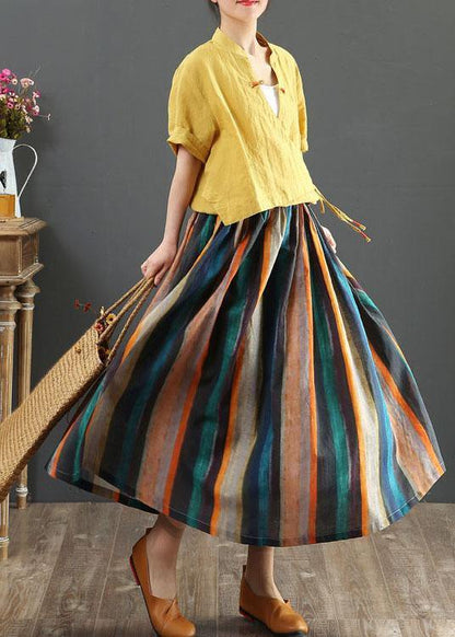 Striped a Line Gray Crane Skirts Linen