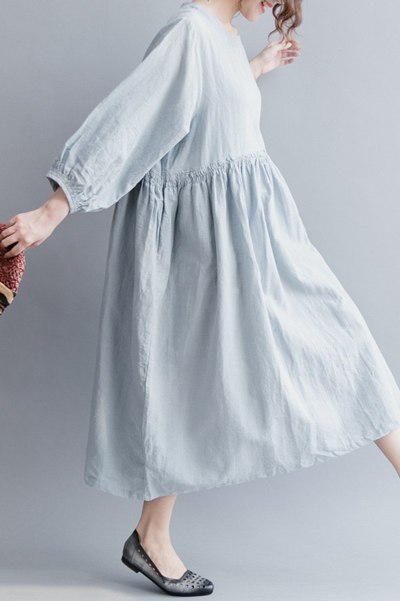 Long Dresses Cotton Linen Loose Lady Dress