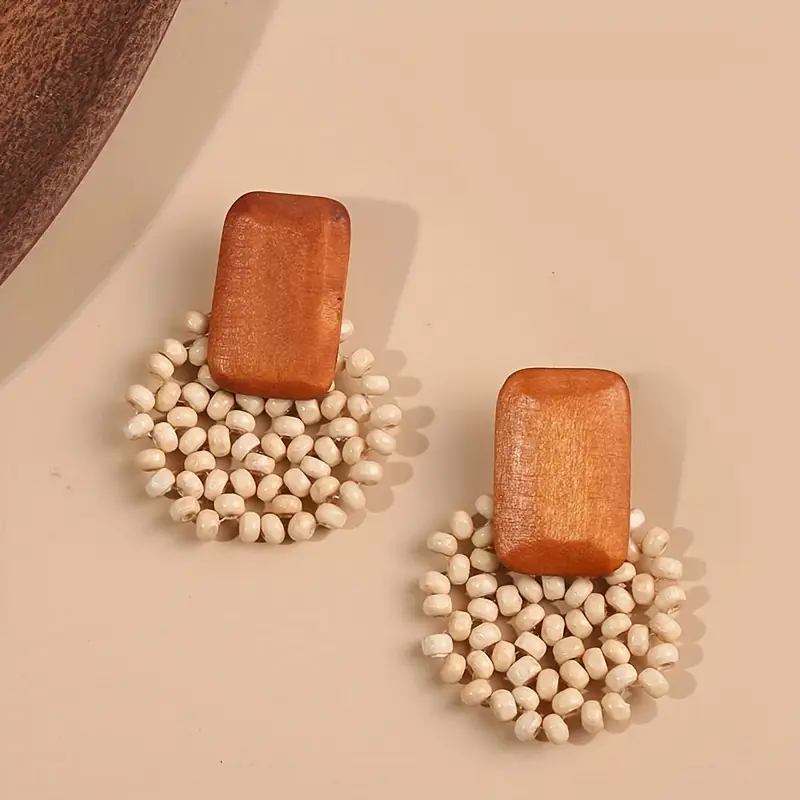 Brown White Earrings
