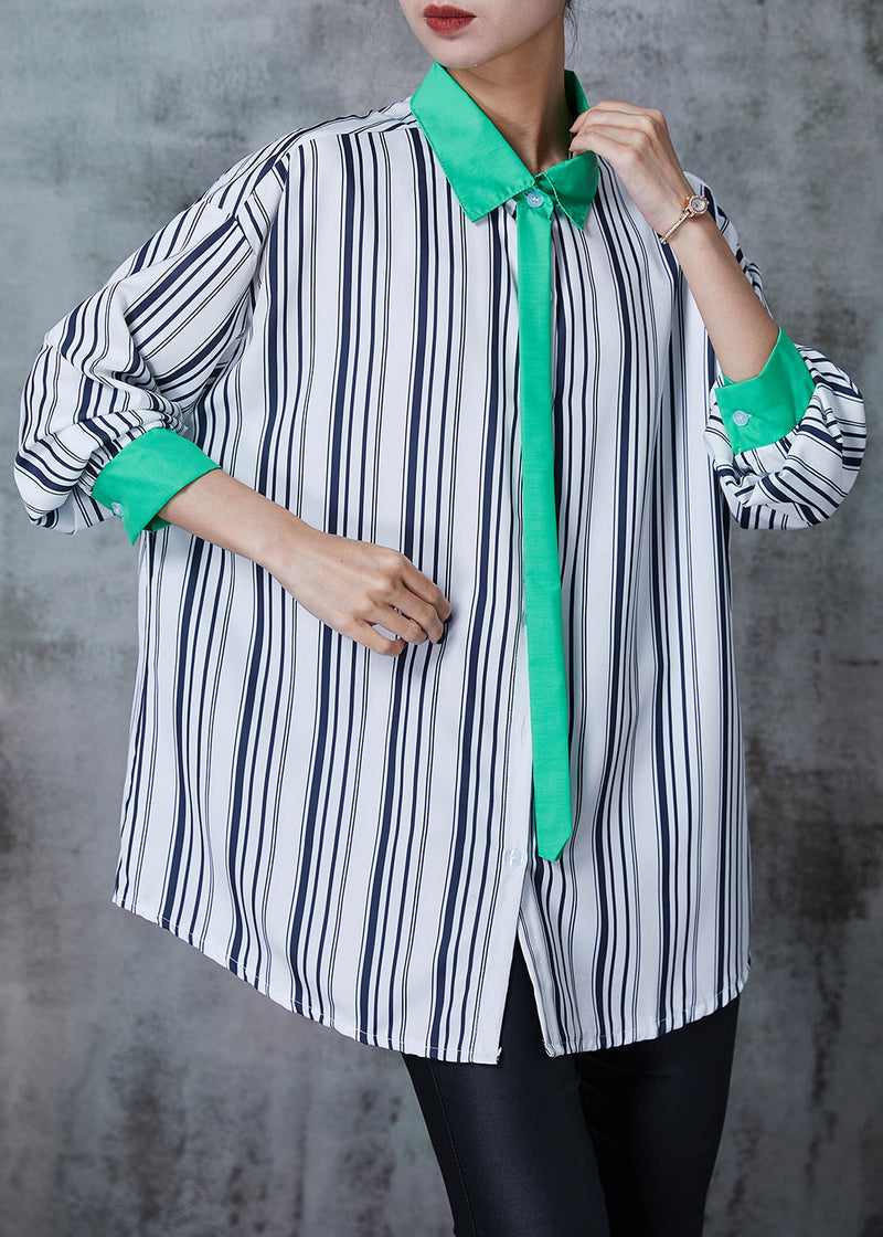 Diy Black Striped Patchwork Cotton Shirt Tops Summer