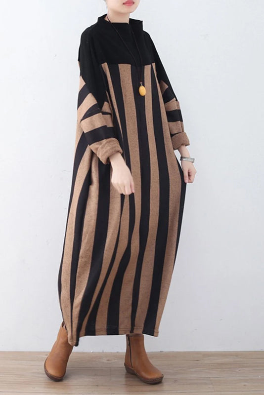 -turtleneck Knitted Loose Maxi Dress