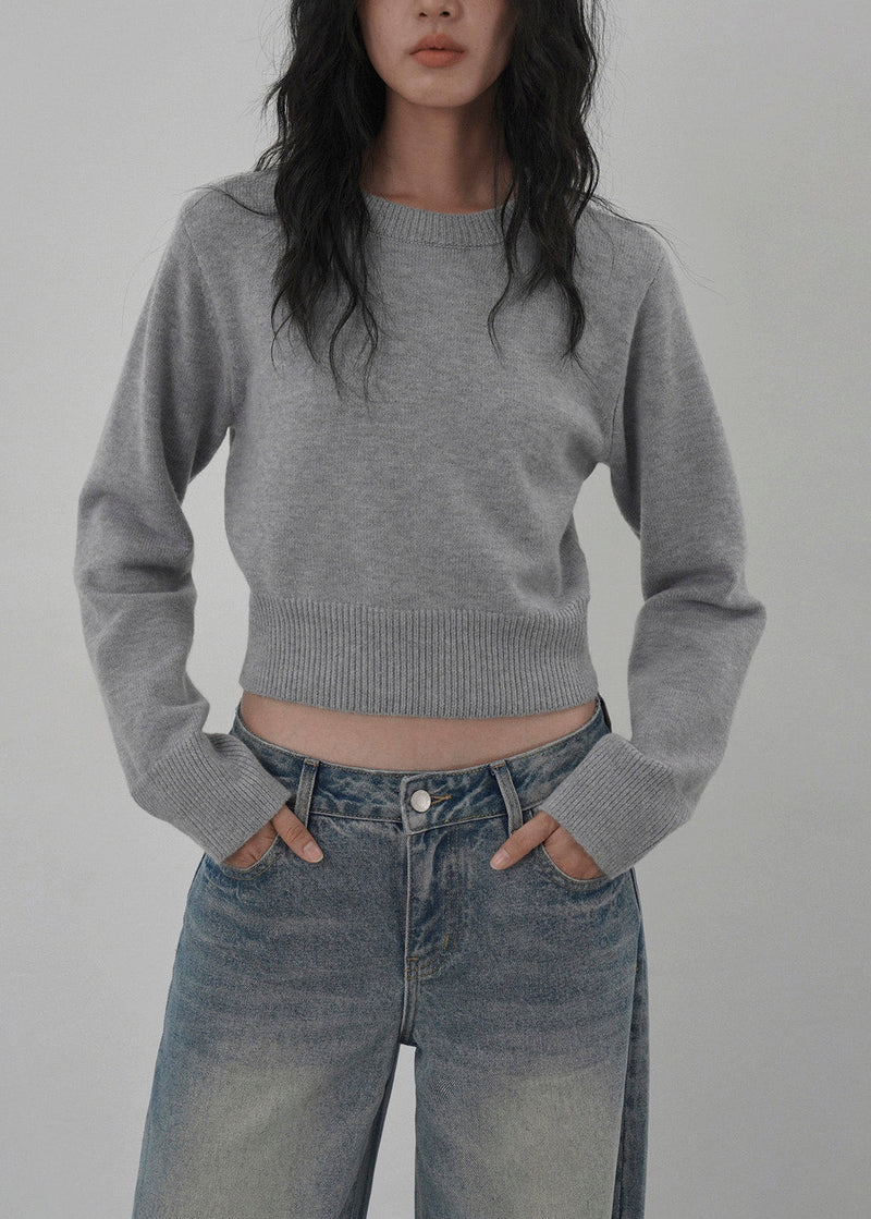 Green O Neck Knit Short Sweaters Tops Spring