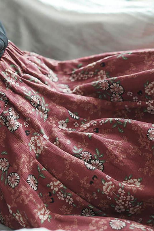 100% Cotton Print Elastic Waist Summer Skirt
