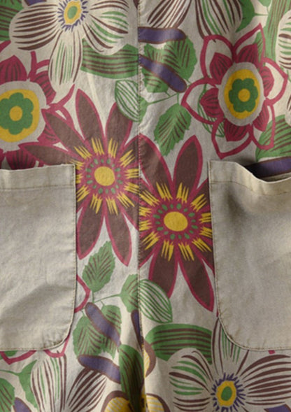 Loose Printed Cotton Jumpsuit