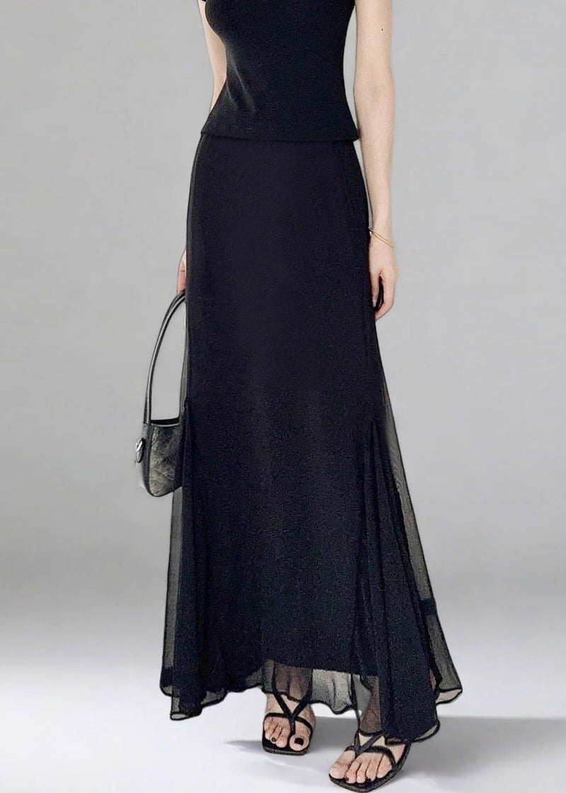 Slim Fit Black High Waist Tulle Skirt Summer