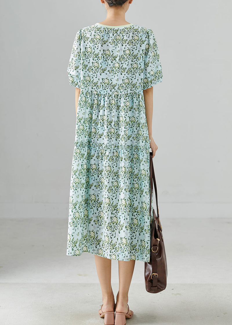 Green Oversized Print Chiffon Vacation Dresses Summer