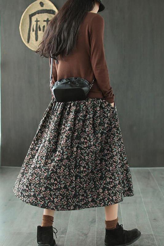 100% Cotton Print Elastic Waist Summer Skirt