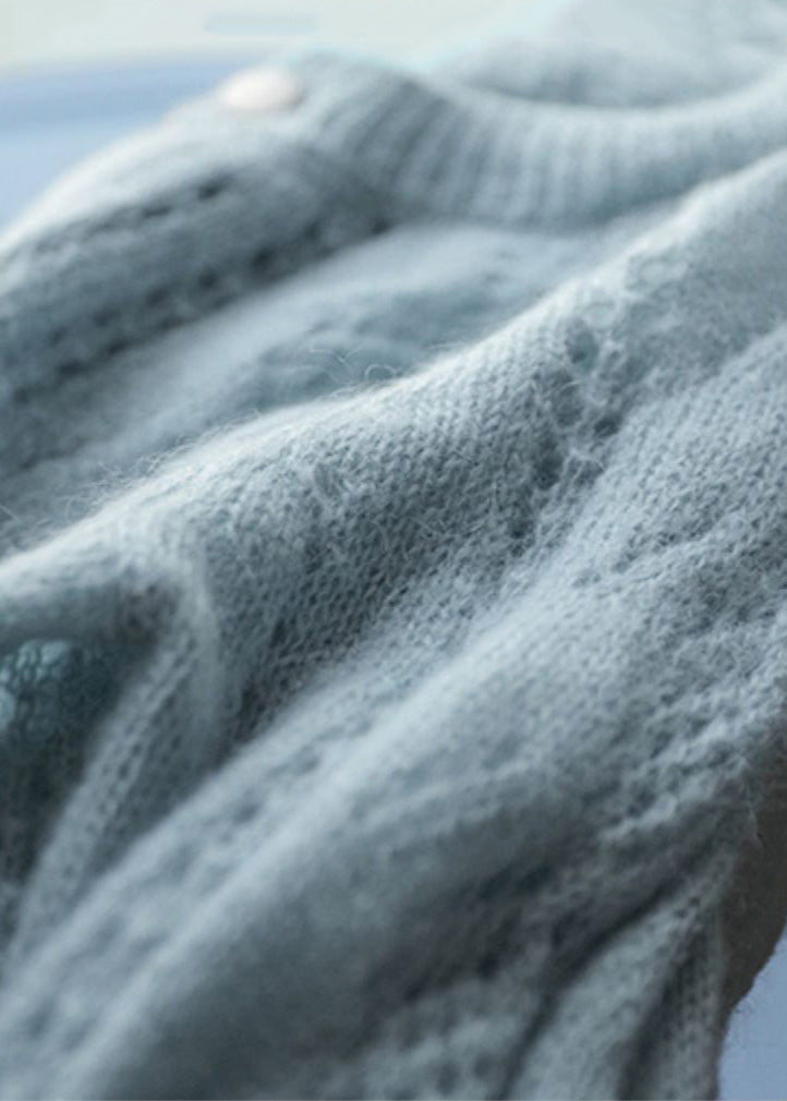 Sky Blue Oversized Chunky Knit Cardigan Spring