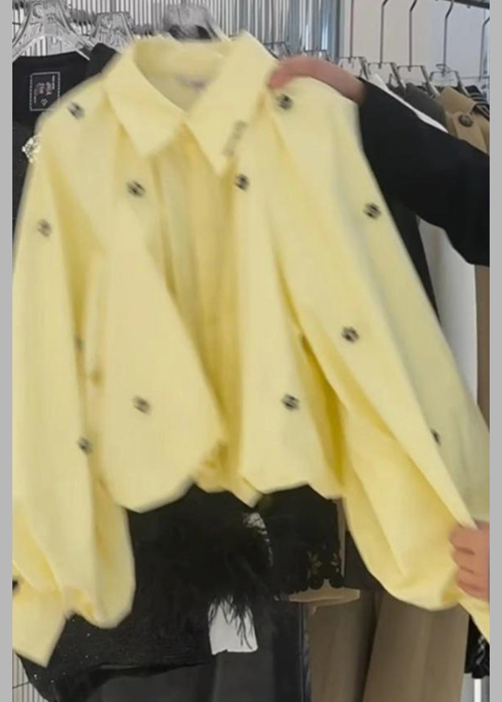 Loose Yellow Peter Pan Collar Cotton Shirt Puff Sleeve