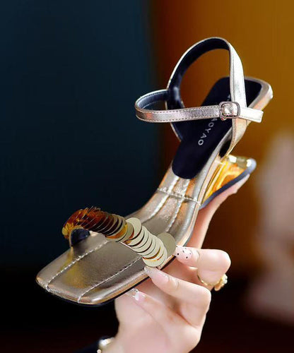 Silver Wedge Sandals Black Faux Leather Peep Toe