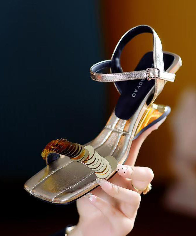 Silver Wedge Sandals Black Faux Leather Peep Toe