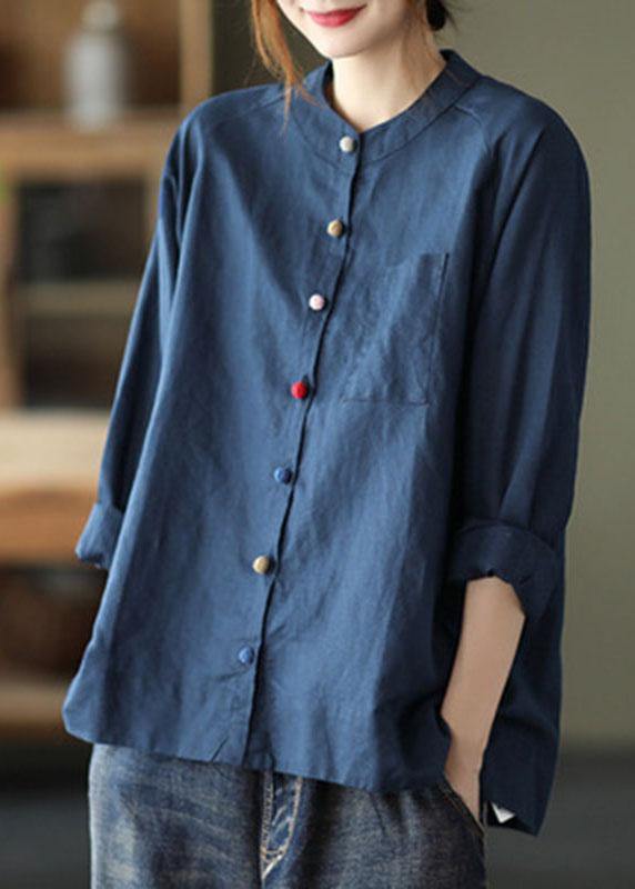 Modern White-love Pattern Loose Patchwork Pockets Fall Long Sleeve Blouse Top