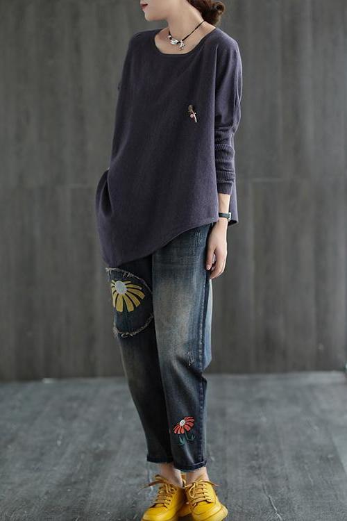 Pure Color Irregular Hem Sweater