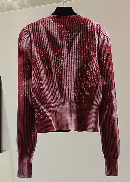 Diy Red Tie Dye Cotton Knitted Sweater Winter