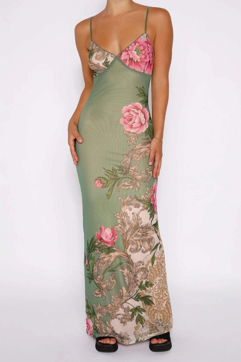 Printed Backless Bodycon Dress