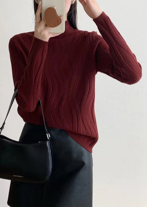 Slim Fit Coffee Turtleneck Knit Sweaters Fall