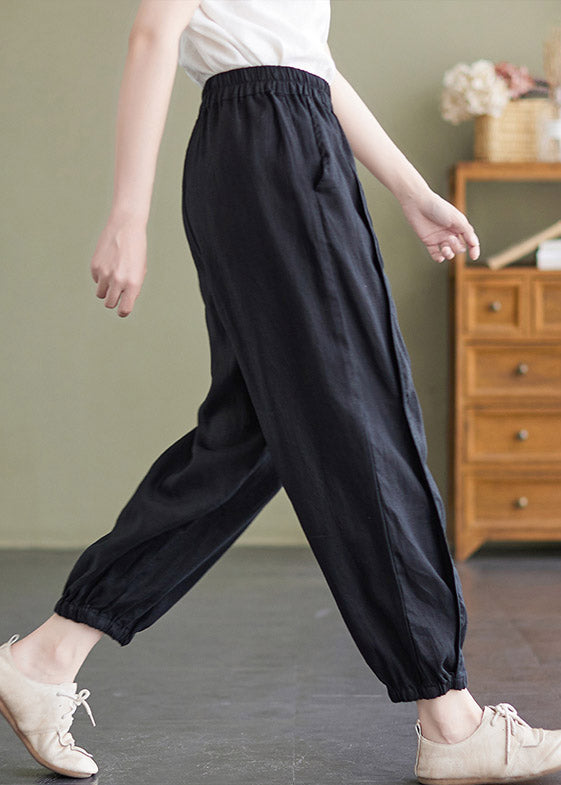 Black High Waist Cozy Crop Pants