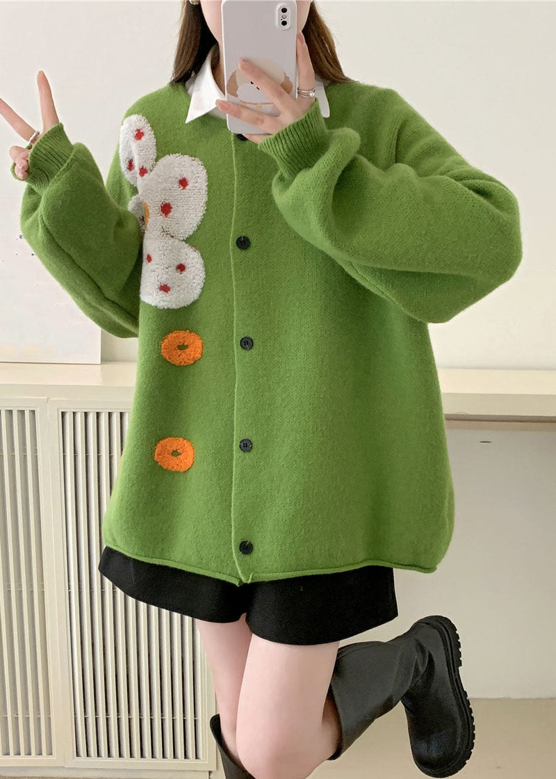 Orange O-neck Sun Cotton Knit Sweaters Coats Long Sleeve
