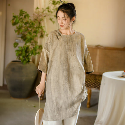 Summer Loose Linen Short Dress