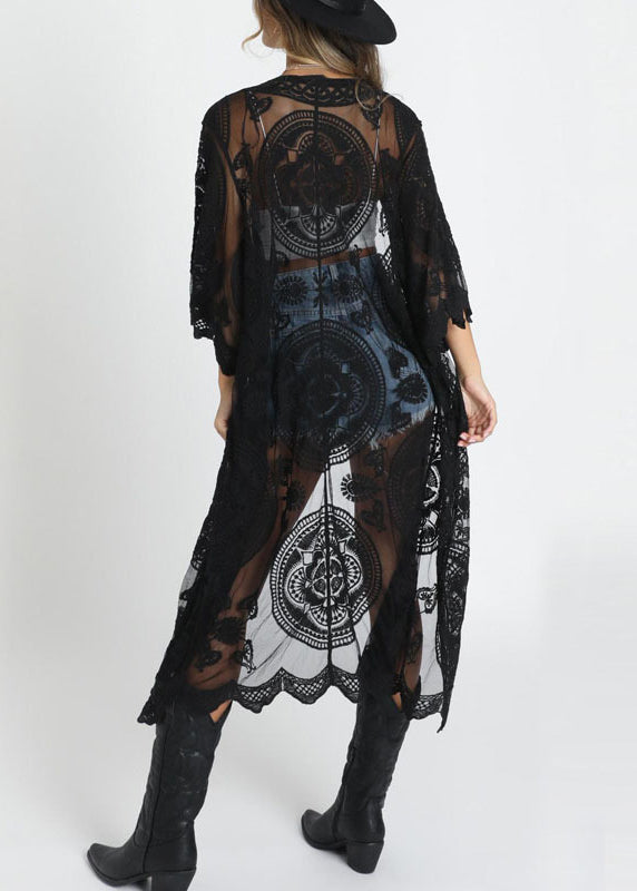 White Lace Embroidered Tulle Cardigan Summer
