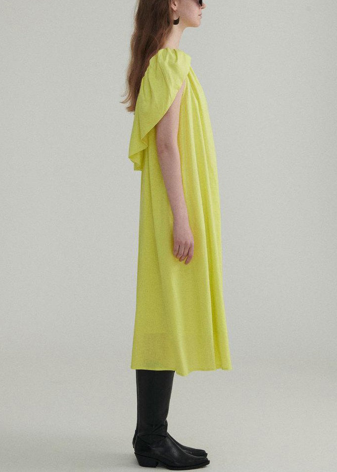 Light Green Linen Dress Ruffled Short Sleeve