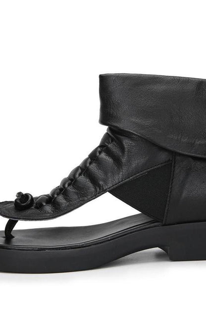 Soft Leather Low Heels Brand Summer Shoes Genuine Leather Sandals Handmade Rome Shoe