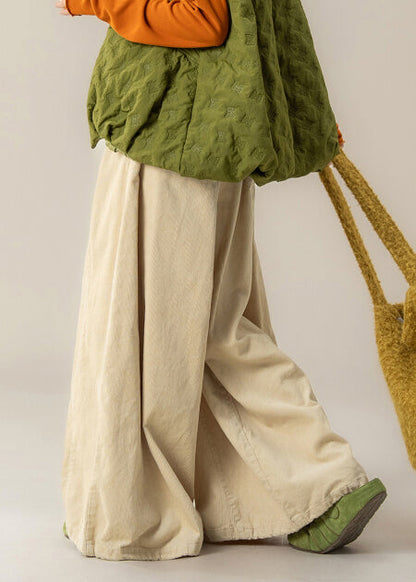 Beige Oversized Corduroy Wide Leg Pants Trousers Spring