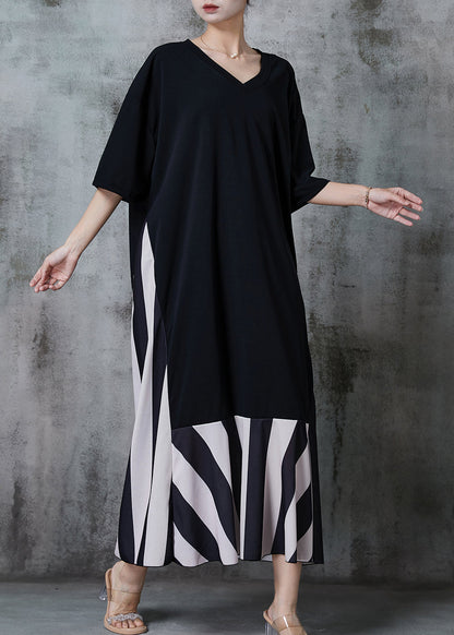 Diy Black Oversized Patchwork Cotton Dress Summer