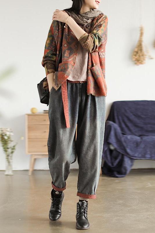 Colored Printed Comfortable Knit Sweater Coat