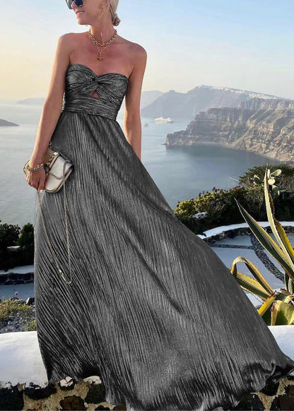European and American Gold Strapless Dress
