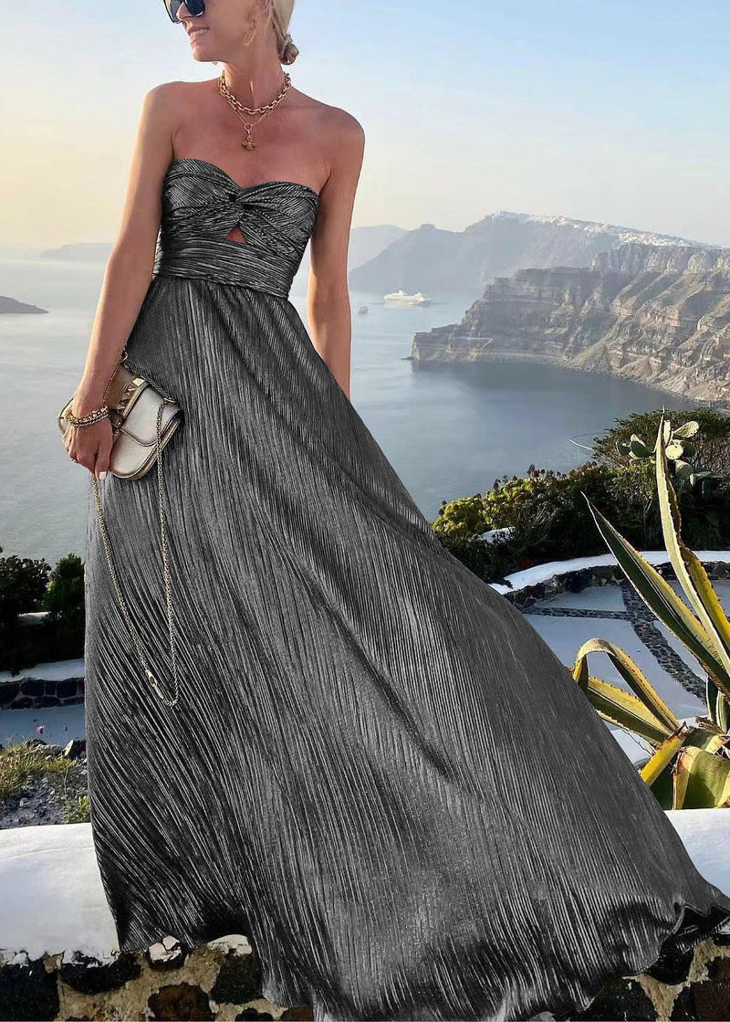 European and American Gold Strapless Dress