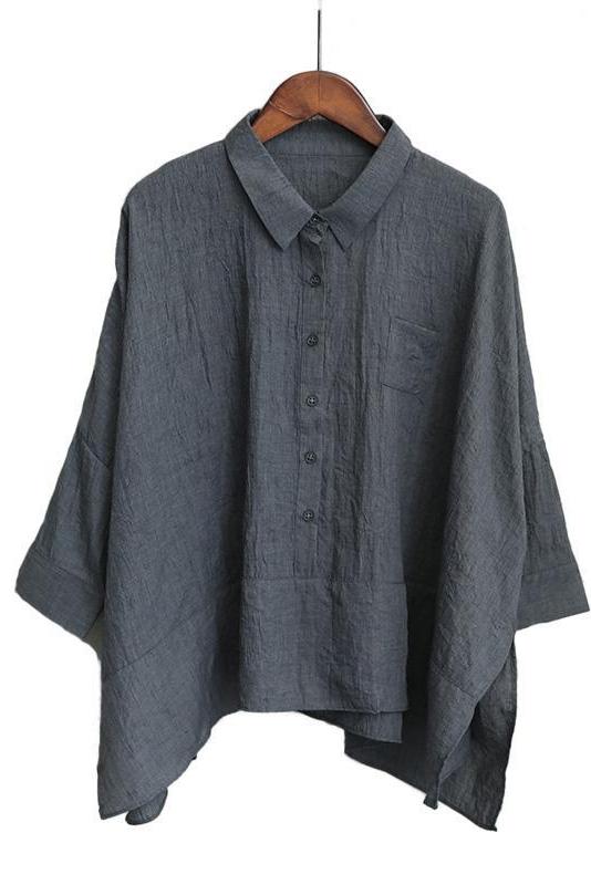 Loose Cotton Shirt Blouse for Autumn