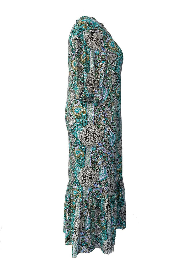 Red V Neck Print Wrinkled Patchwork Cotton Long Dresses Summer