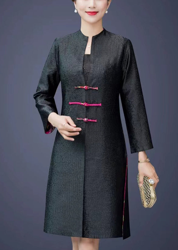 Chinese Style Rose Wrinkled Print Wear on Both Sides Silk Coat Fall