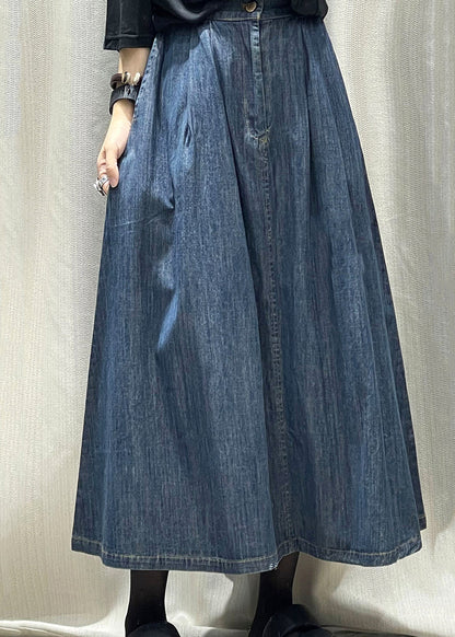 New Deep Blue Thin High Waisted Denim Skirts for Summer