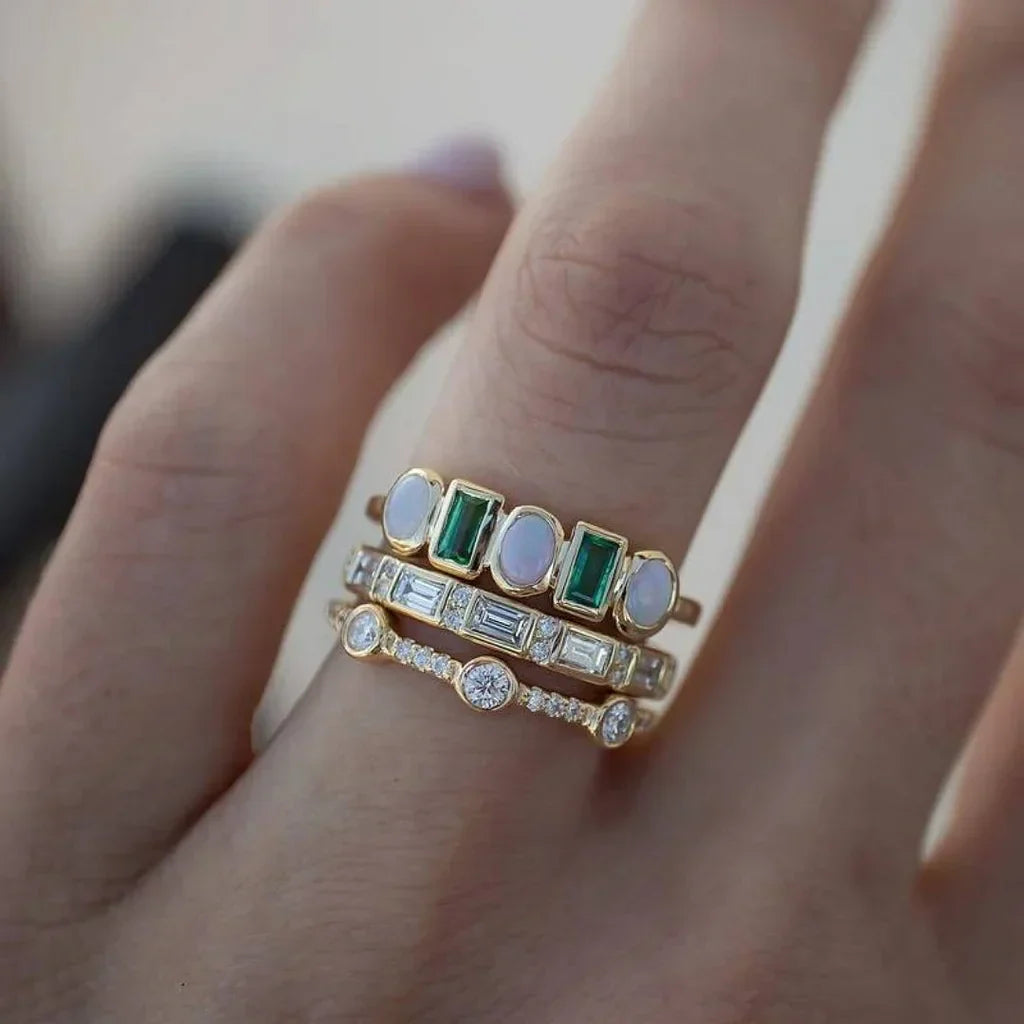 White and Green Opal Rings