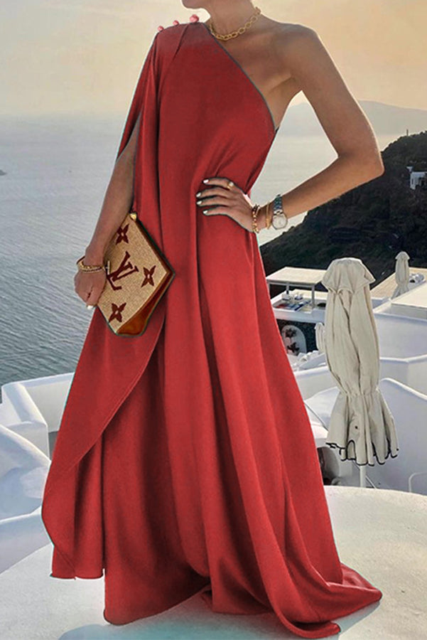 Alyse One Shoulder A-line Party Maxi Dress