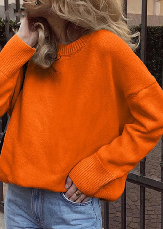 Simple Style Light Blue O Neck Knit Sweater Tops Spring