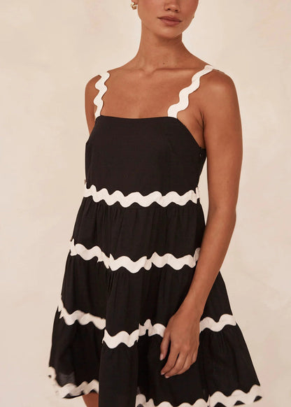 Rose Patchwork Cotton Short Spaghetti Strap Dress Summer