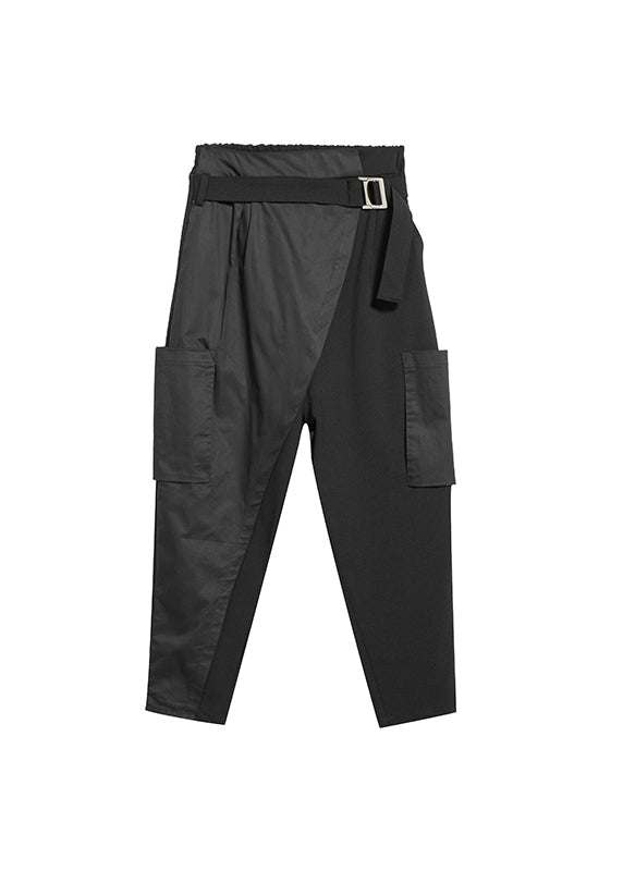 Black Patchwork Harem Pants Spring