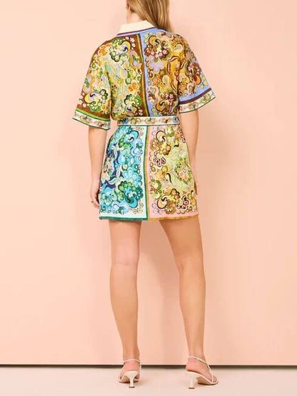 Satin Print Special Mini Dress