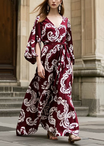 Mulberry Print Exra Large Hem Chiffon Tunic Dress Summer