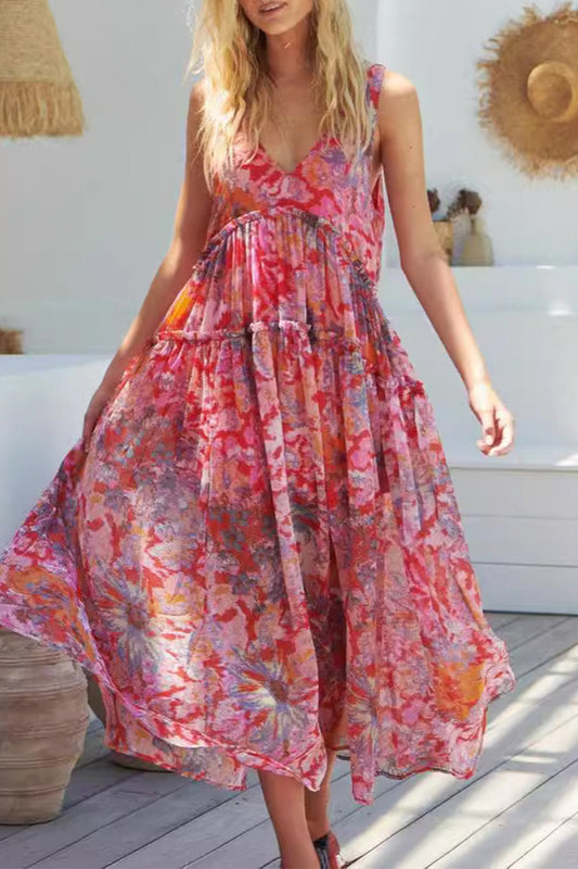Fold V Neck Sleeveless Dresses