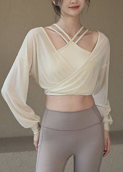 White Thin Breathable Sports Yoga Top